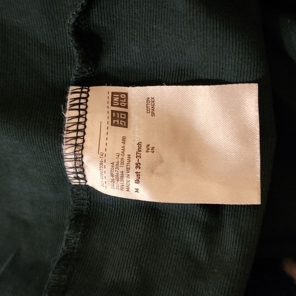 Uniqlo Turtleneck Long Sleeve Cotton Shirt Medium Bust 35-37in Dark Green - Picture 4 of 5
